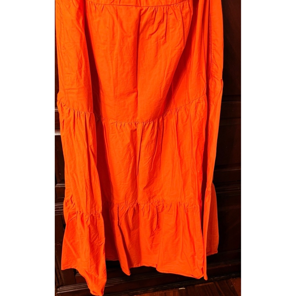 Who What Wear Orange One Shoulder Tiered Maxi Dress Cotton XL - Picture 4 of 8